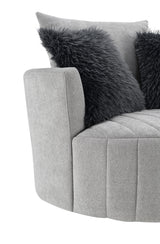Hoople Light Gray Channel Tufted Swivel Chair from Furniture of America - Luna Furniture