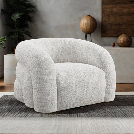 Freja Cotton White Swivel Chair from Furniture of America - Luna Furniture