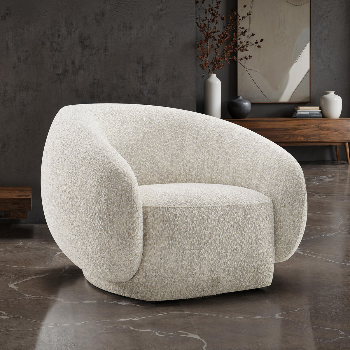 Savino Beige Swivel Chair from Furniture of America - Luna Furniture