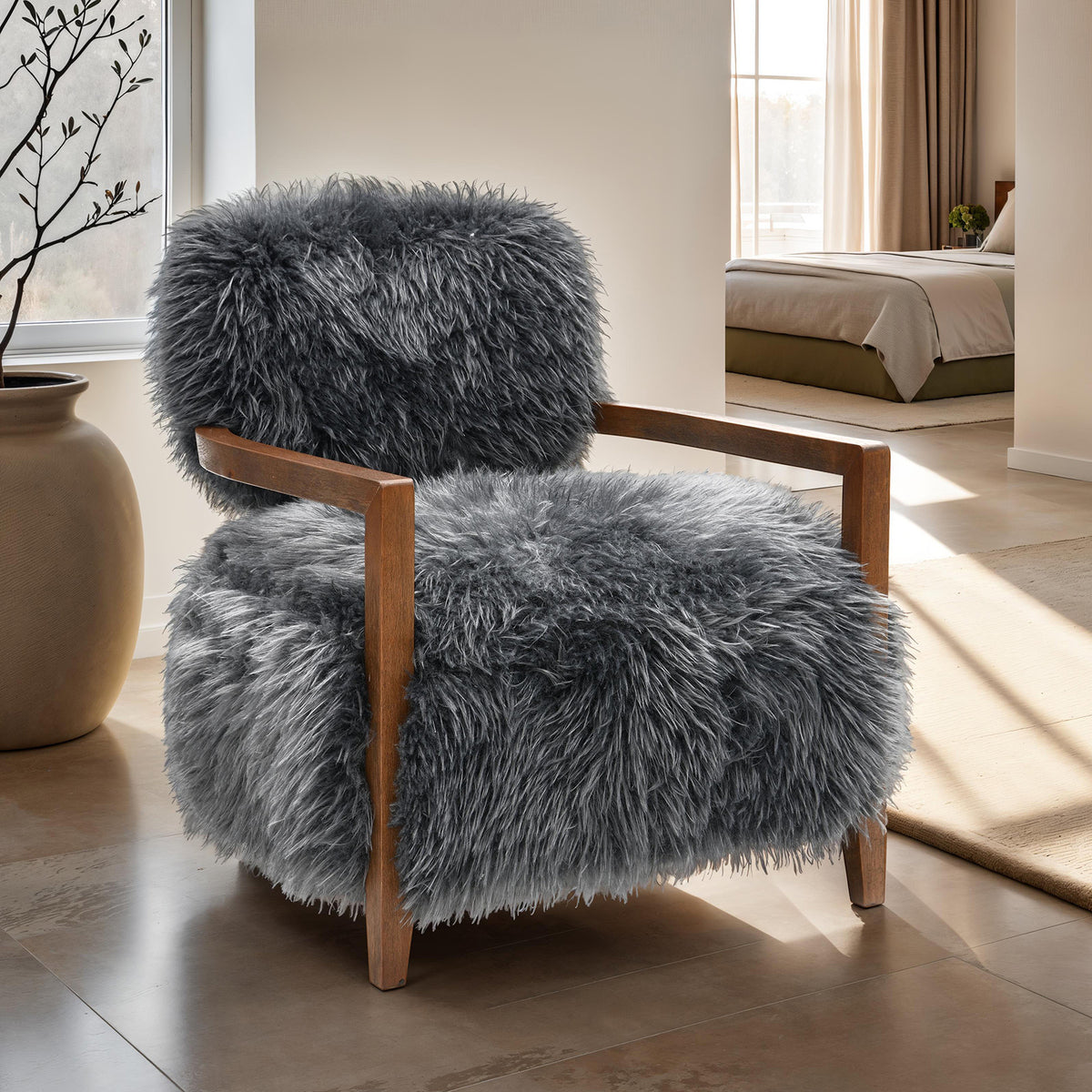 Eramo Charcoal Gray Accent Chair from Furniture of America - Luna Furniture