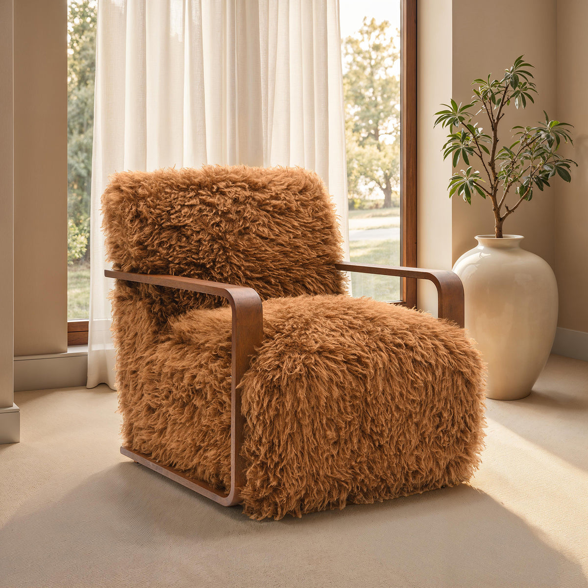 Elardo Camel Brown Accent Chair from Furniture of America - Luna Furniture