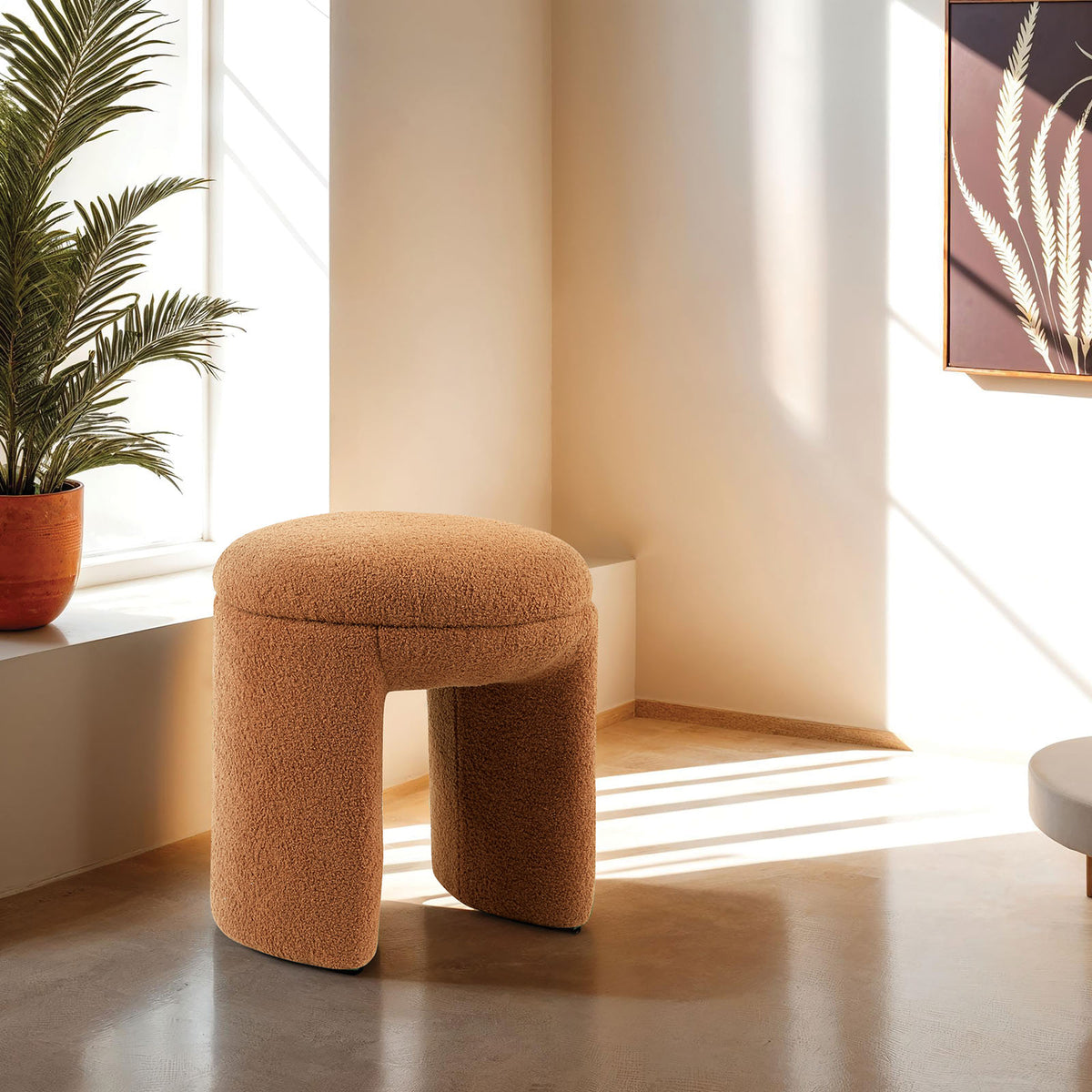 Janetta Saddle Brown Stool from Furniture of America - Luna Furniture