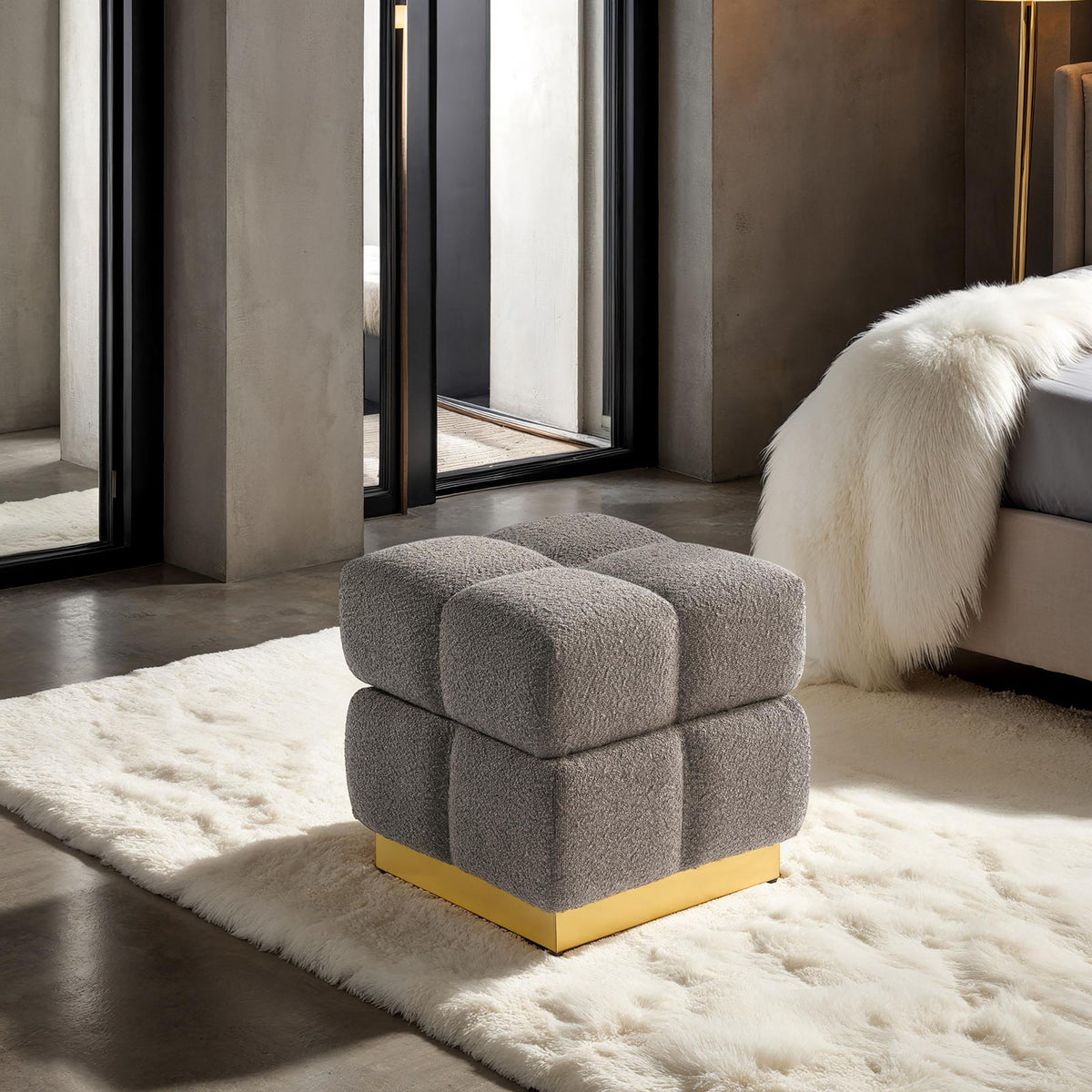 Aileen Charcoal Storage Stool from Furniture of America - Luna Furniture