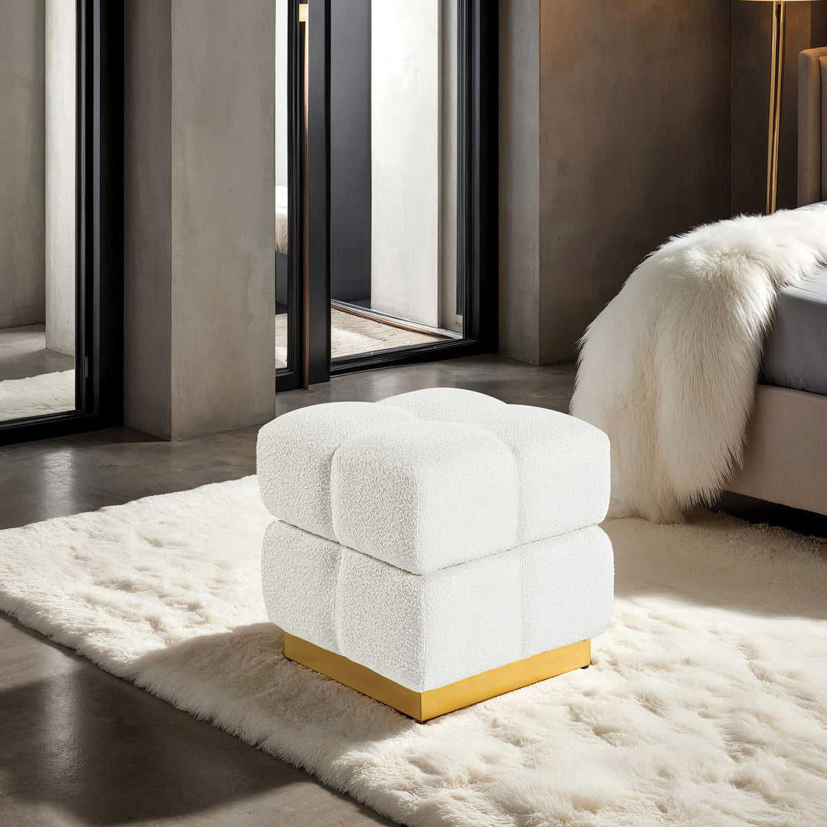 Aileen Beige Storage Stool from Furniture of America - Luna Furniture