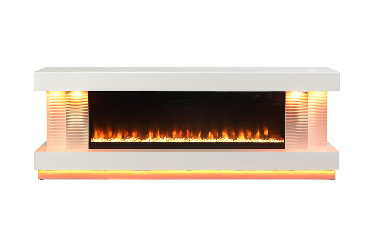 Peseux White 71" TV Stand w/ Electric Fire Place from Furniture of America - Luna Furniture