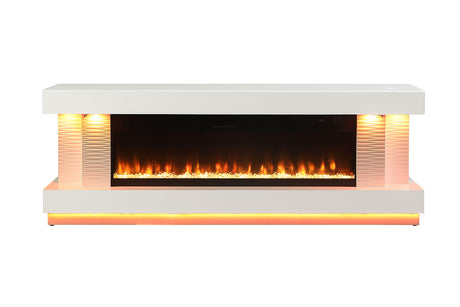 Peseux White 71" TV Stand with Electric Fire Place from Furniture of America - Luna Furniture