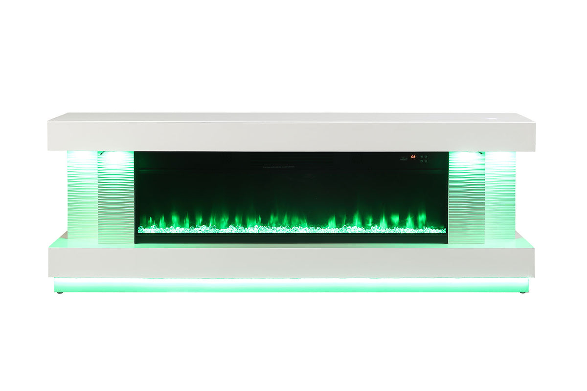 Peseux White 71" TV Stand w/ Electric Fire Place from Furniture of America - Luna Furniture