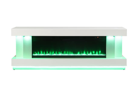 Peseux White 71" TV Stand with Electric Fire Place from Furniture of America - Luna Furniture