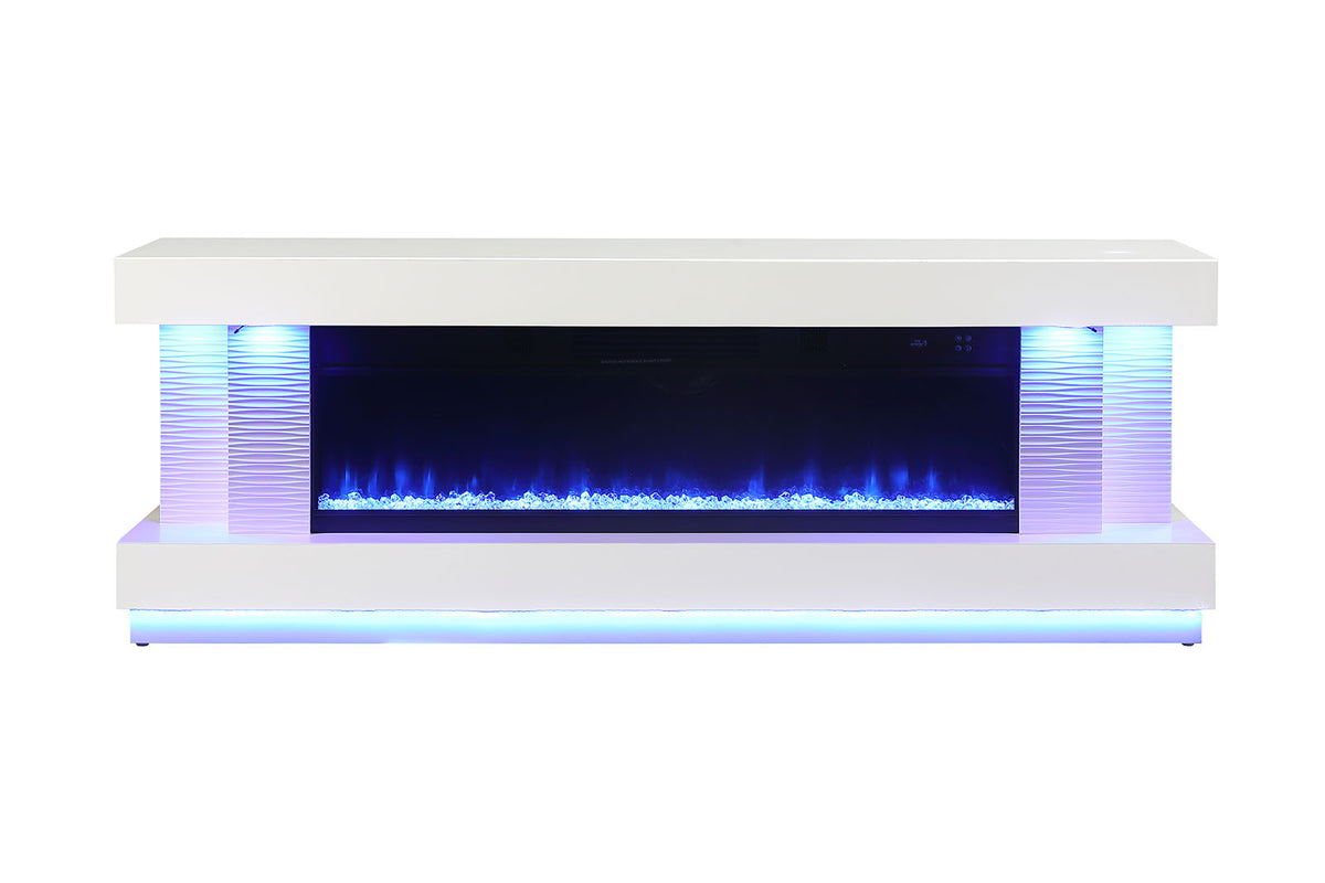 Peseux White 71" TV Stand w/ Electric Fire Place from Furniture of America - Luna Furniture