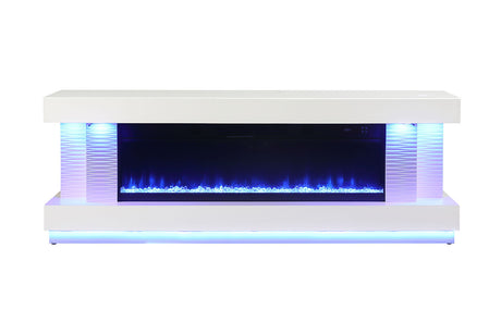 Peseux White 71" TV Stand with Electric Fire Place from Furniture of America - Luna Furniture