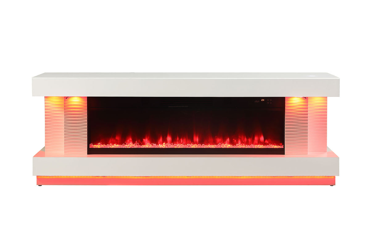 Peseux White 71" TV Stand w/ Electric Fire Place from Furniture of America - Luna Furniture