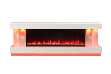 Peseux White 71" TV Stand with Electric Fire Place from Furniture of America - Luna Furniture