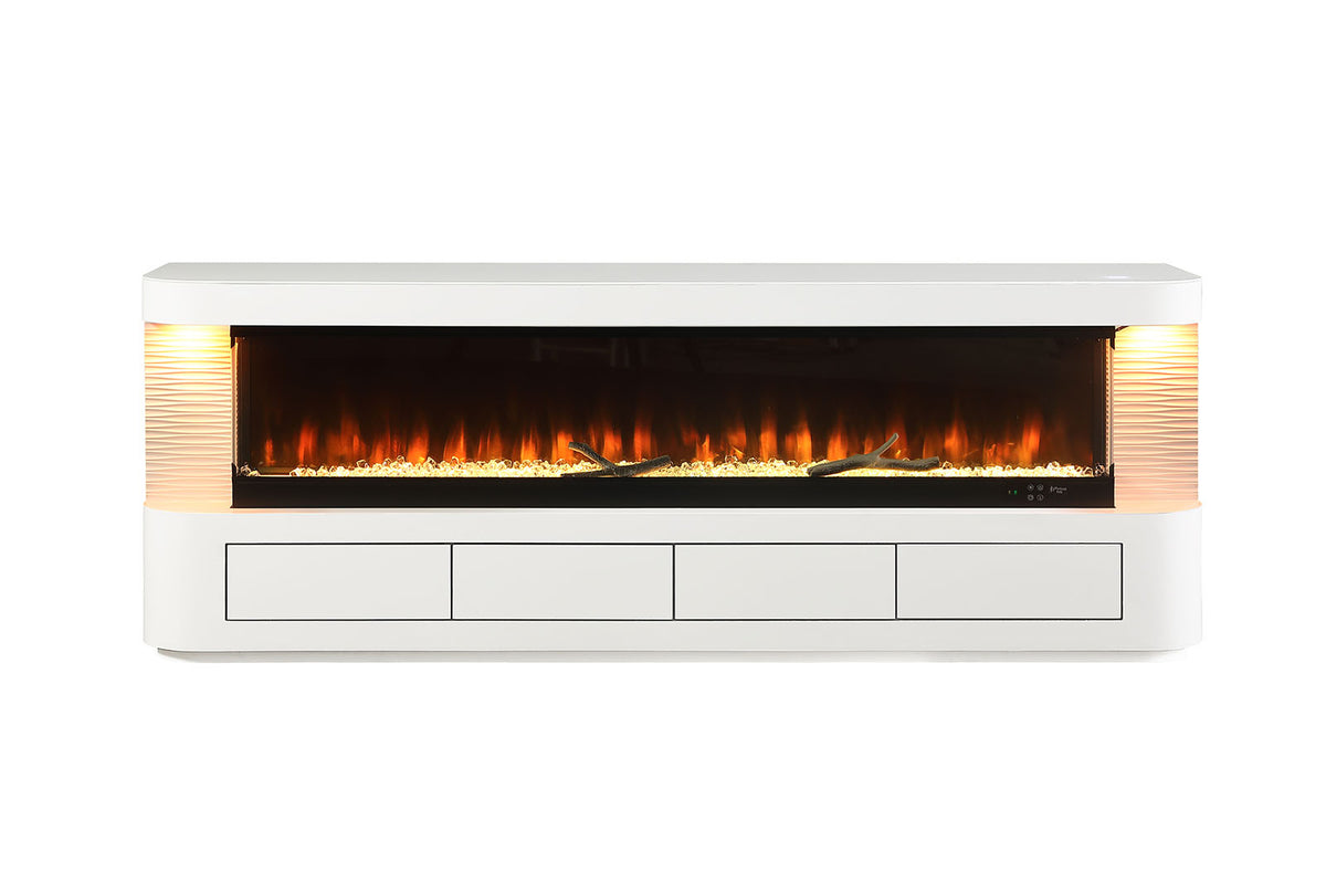 Luken White 71" TV Stand w/ Electric Fire Place from Furniture of America - Luna Furniture