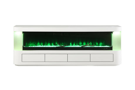 Luken White 71" TV Stand with Electric Fire Place from Furniture of America - Luna Furniture