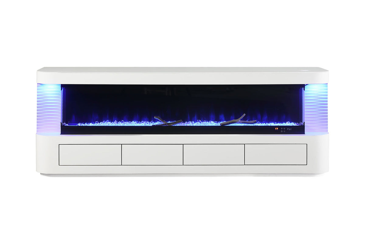Luken White 71" TV Stand w/ Electric Fire Place from Furniture of America - Luna Furniture