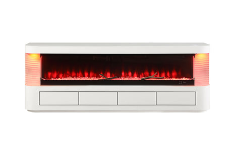 Luken White 71" TV Stand with Electric Fire Place from Furniture of America - Luna Furniture