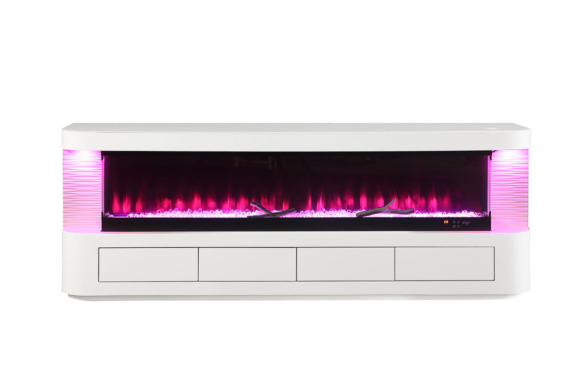 Luken White 71" TV Stand w/ Electric Fire Place from Furniture of America - Luna Furniture