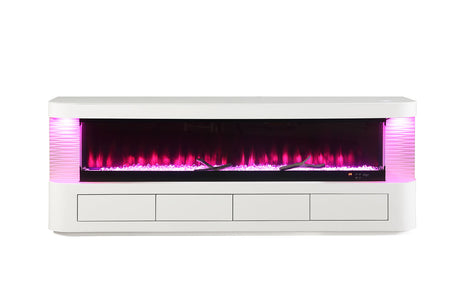 Luken White 71" TV Stand with Electric Fire Place from Furniture of America - Luna Furniture