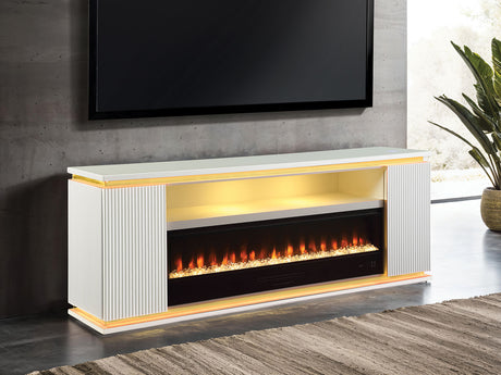 Medea White 71" TV Stand with Electric Fire Place from Furniture of America - Luna Furniture