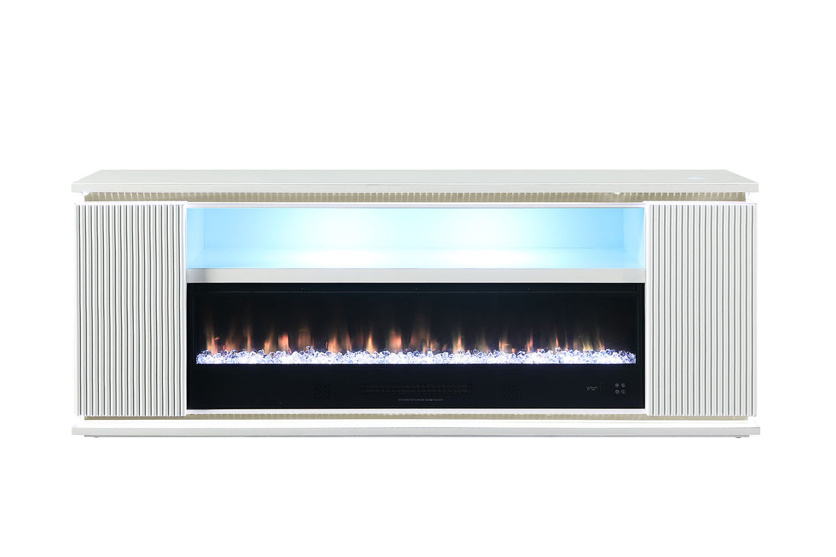 Medea White 71" TV Stand w/ Electric Fire Place from Furniture of America - Luna Furniture