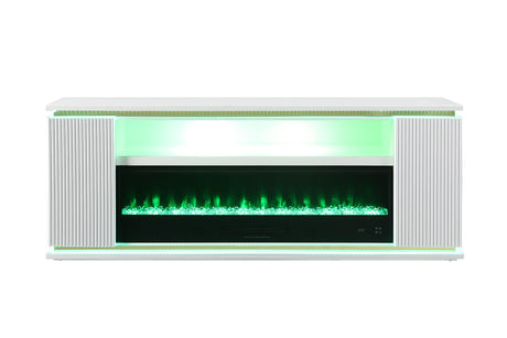 Medea White 71" TV Stand with Electric Fire Place from Furniture of America - Luna Furniture