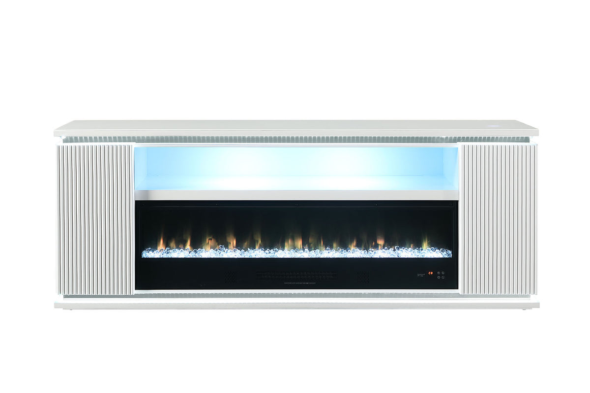 Medea White 71" TV Stand w/ Electric Fire Place from Furniture of America - Luna Furniture