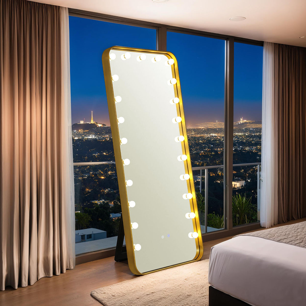 Myra Gold Floor Mirror from Furniture of America - Luna Furniture