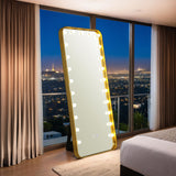 Myra Gold Floor Mirror from Furniture of America - Luna Furniture