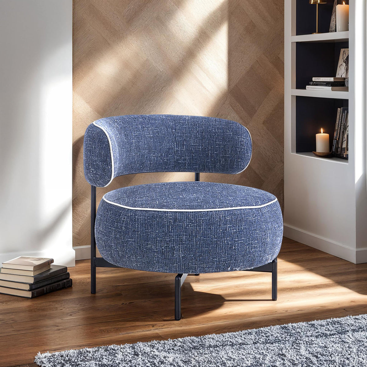 Florens Dark Blue Swivel Chair from Furniture of America - Luna Furniture