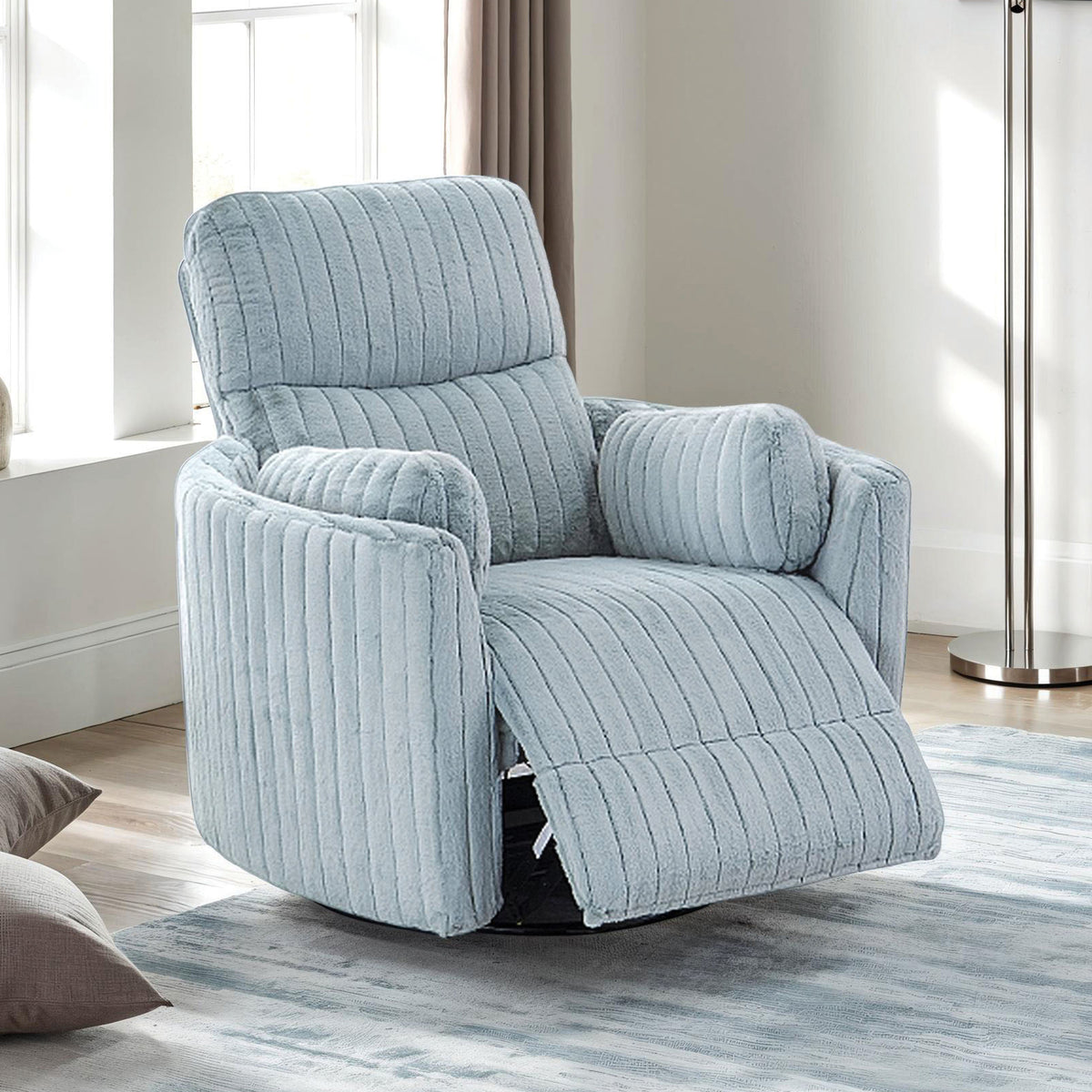 Belper Sky Blue Power Glider Recliner w/ Swivel from Furniture of America - Luna Furniture