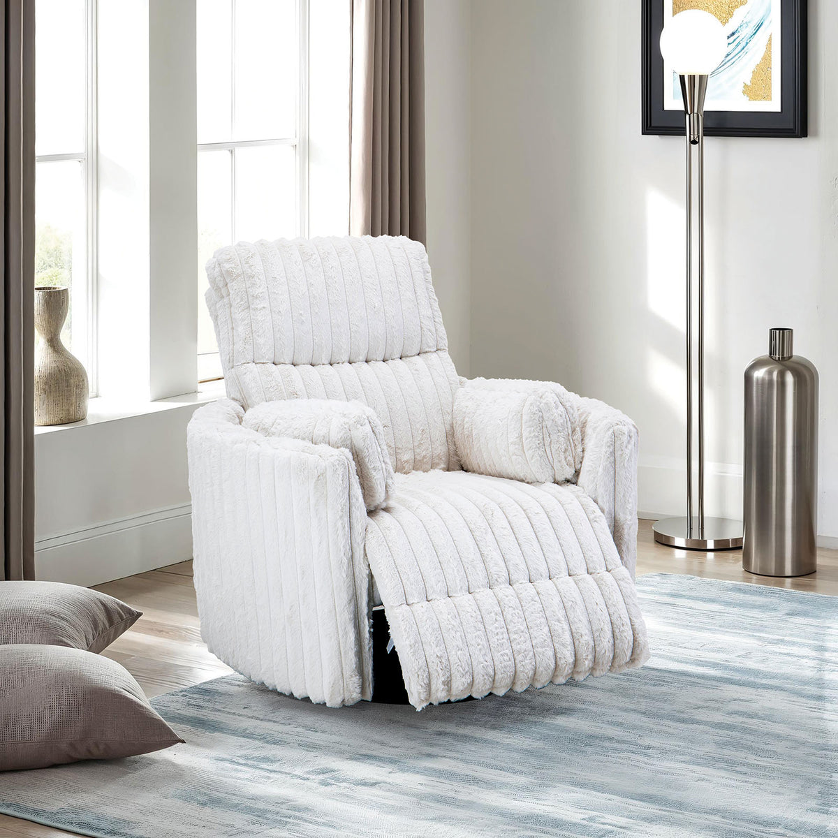 Belper White Power Glider Recliner w/ Swivel from Furniture of America - Luna Furniture