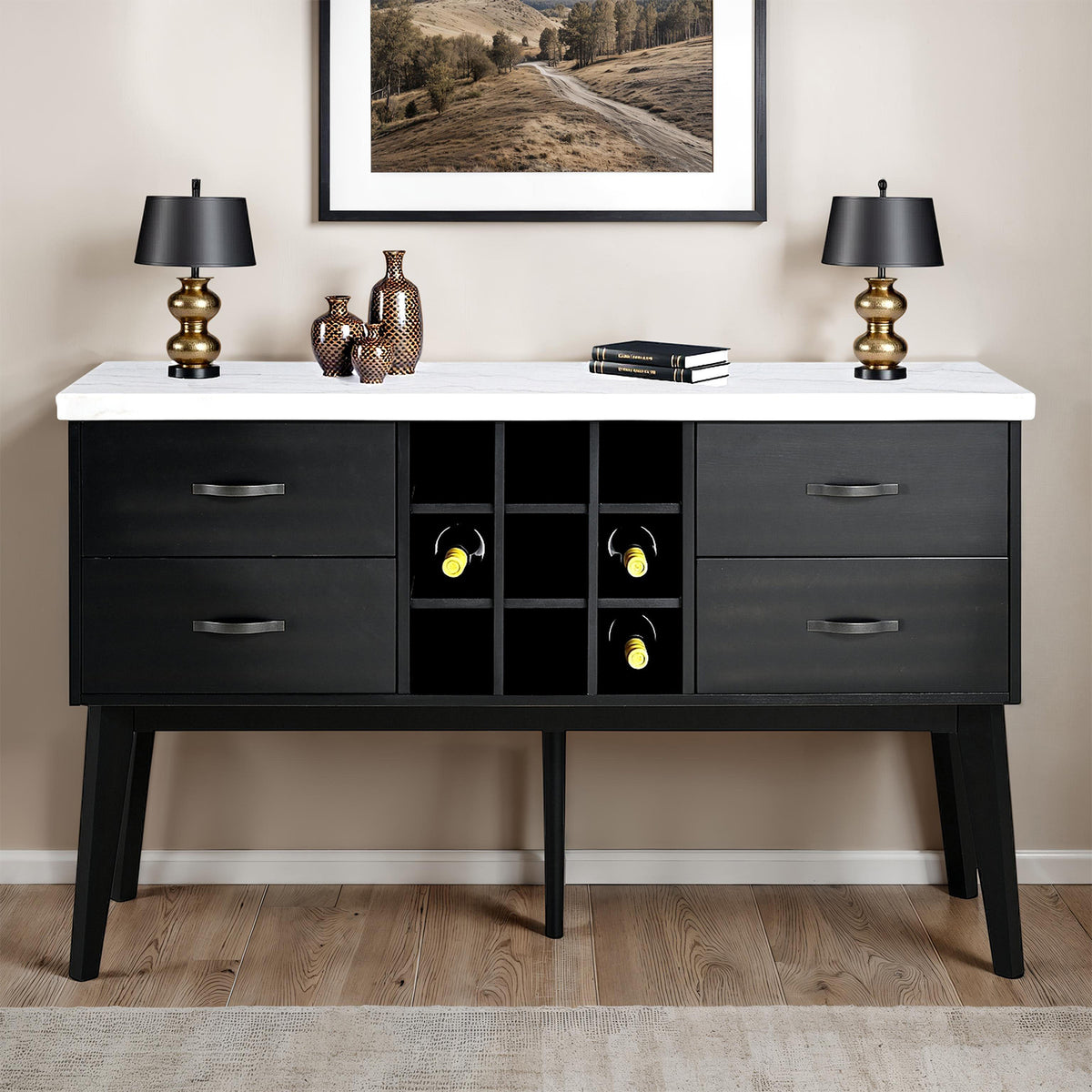 Shildon Black/White Server from Furniture of America - Luna Furniture