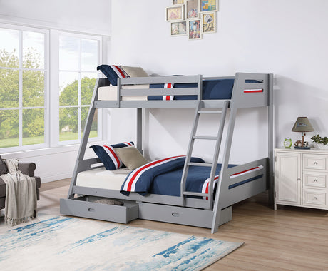 Emilee Gray Twin/Full Bunk Bed from Furniture of America - Luna Furniture