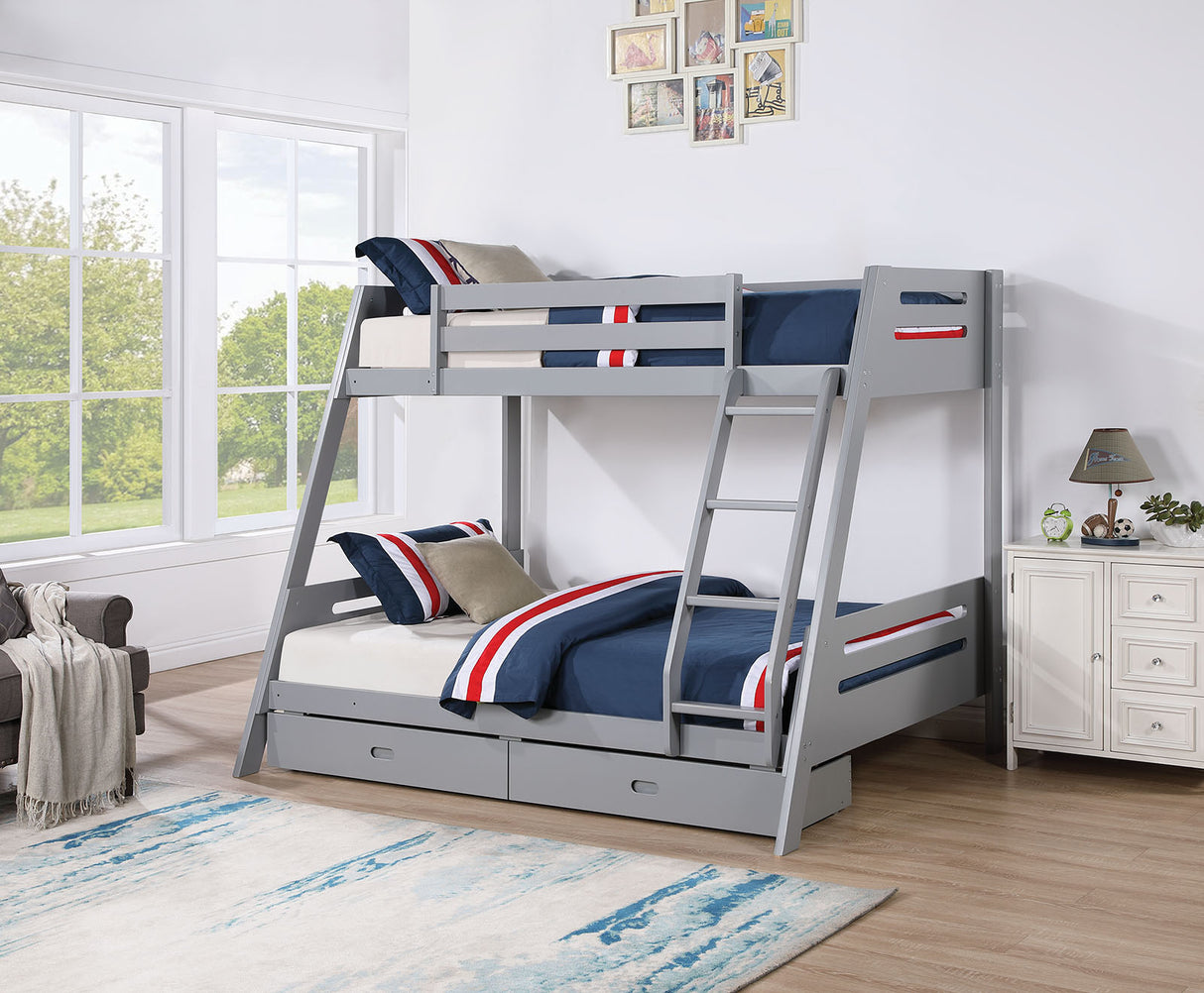 Emilee Gray Twin/Full Bunk Bed from Furniture of America - Luna Furniture