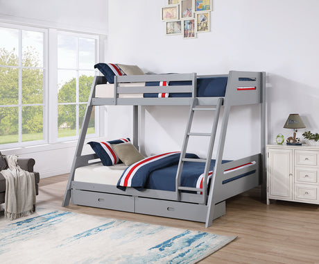 Emilee Gray Twin/Full Bunk Bed from Furniture of America - Luna Furniture