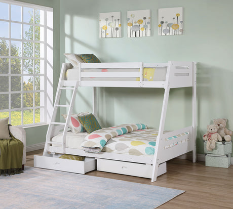 Emilee White Twin/Full Bunk Bed from Furniture of America - Luna Furniture