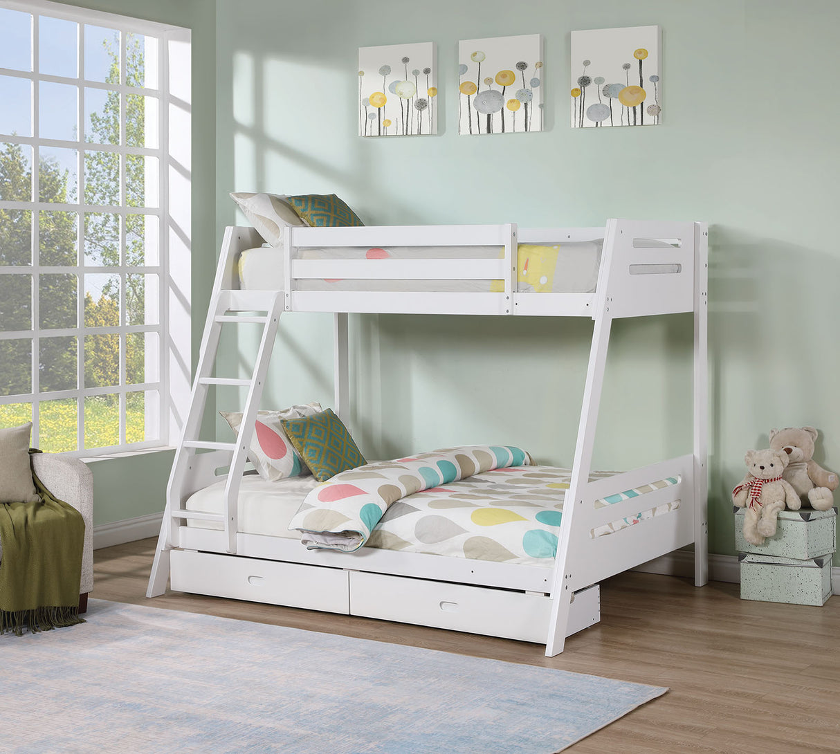 Emilee White Twin/Full Bunk Bed from Furniture of America - Luna Furniture