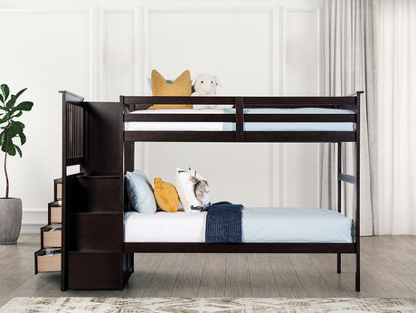 Ontario Espresso Twin/Twin Bunk Bed from Furniture of America - Luna Furniture