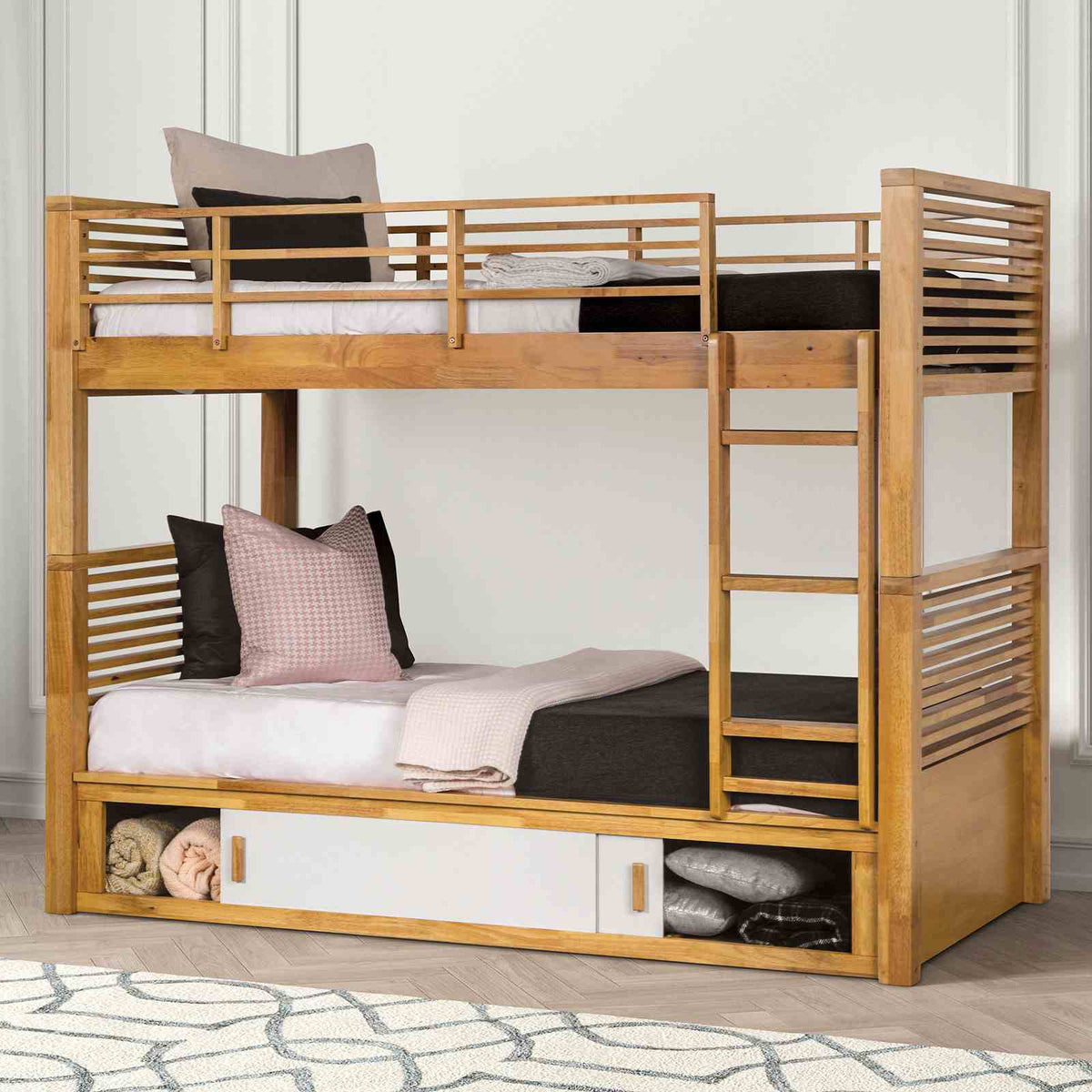 Richland Light Oak Twin/Twin Bunk Bed from Furniture of America - Luna Furniture