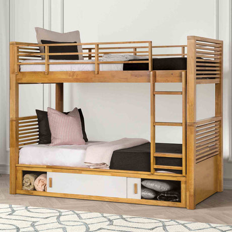 Richland Light Oak Twin/Twin Bunk Bed from Furniture of America - Luna Furniture