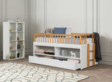 McPherson White/Light Oak Twin Captain Bed from Furniture of America - Luna Furniture