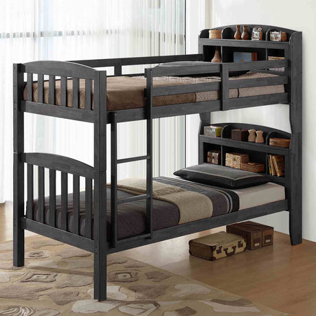 Stutsman Stain Gray Twin/Twin Bunk Bed from Furniture of America - Luna Furniture
