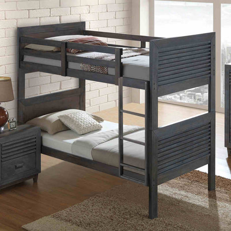 Witham Charcoal Brown Twin/Full Bunk Bed from Furniture of America - Luna Furniture