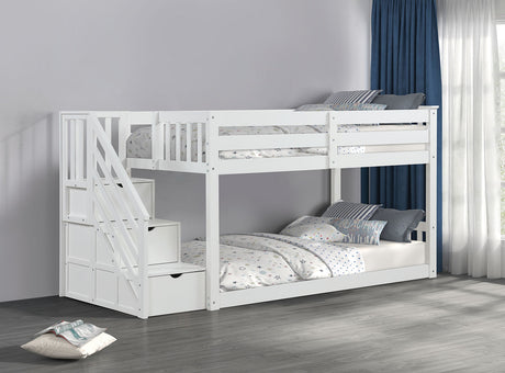 Jojo White Twin Bunk Bed from Furniture of America - Luna Furniture