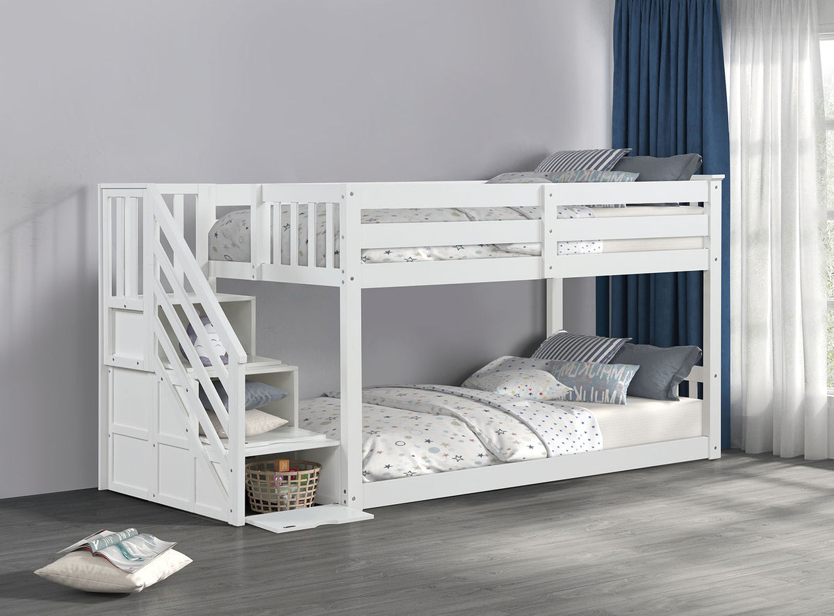 Jojo White Bunk Bed from Furniture of America - Luna Furniture