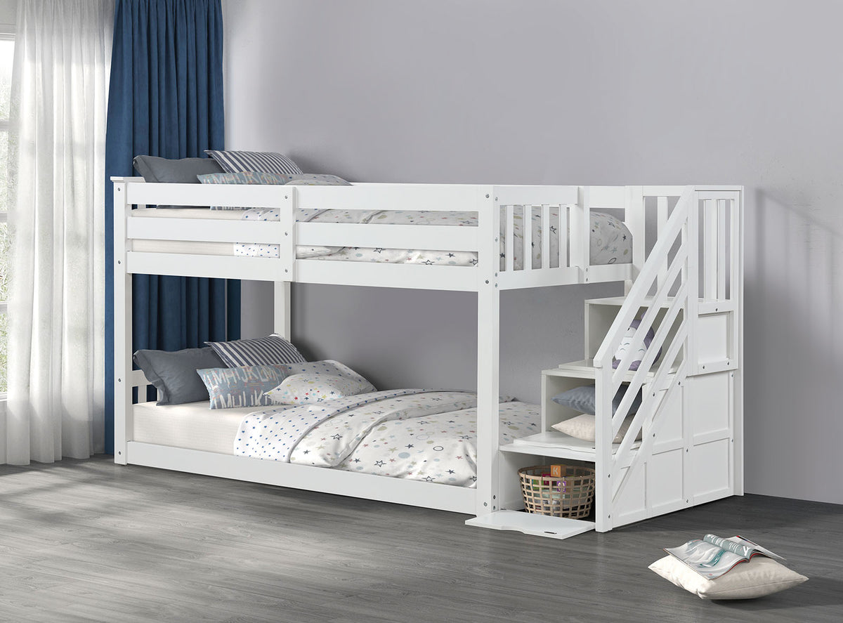 Jojo White Bunk Bed from Furniture of America - Luna Furniture