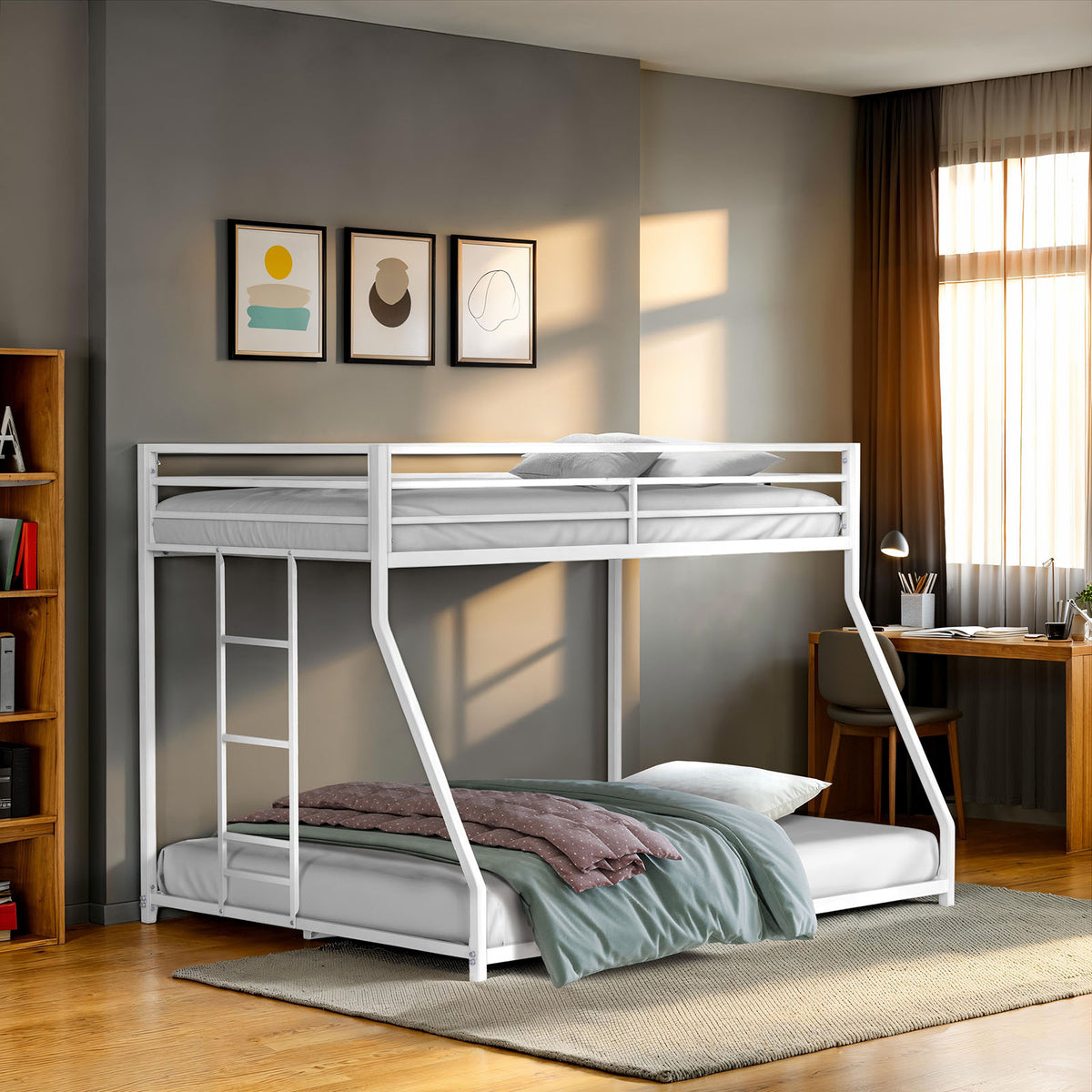 Rothwell Matte White Twin/full Metal Bunk Bed from Furniture of America - Luna Furniture