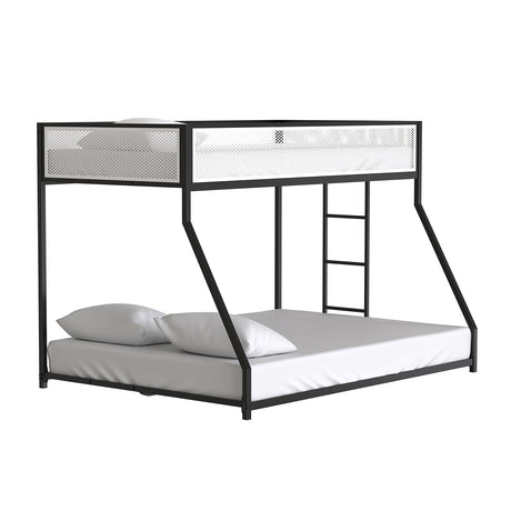 Southall Matte Black/Matte White Twin/Full Metal Bunk Bed from Furniture of America - Luna Furniture