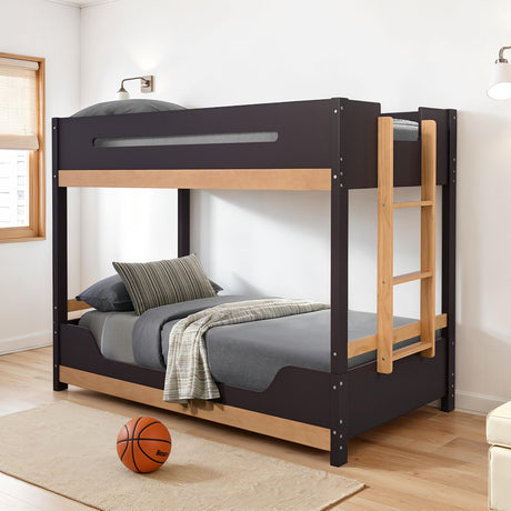 Nestor Black/Natural Twin/Twin Bunk Bed from Furniture of America - Luna Furniture
