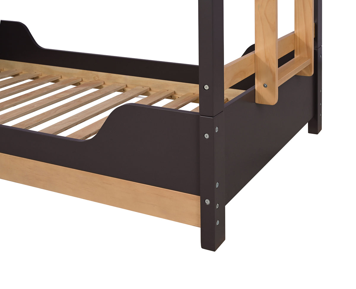 Nestor Black/Natural Twin/Twin Bunk Bed from Furniture of America - Luna Furniture